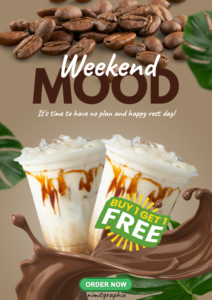 brown modern coffee chocolate cafe shop promo poster